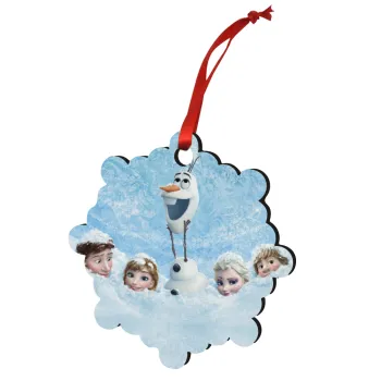 Ψυχρά κι ανάποδα Όλαφ και οι φίλοι του, Στολίδι Χριστουγεννιάτικο στολίδι snowflake ξύλινο 7.5cm