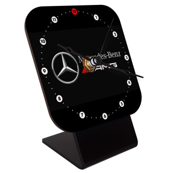 Mercedes AMG, Quartz Wooden table clock with hands (10cm)