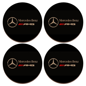 Mercedes AMG, ΣΕΤ x4 Σουβέρ ξύλινα στρογγυλά plywood (9cm)