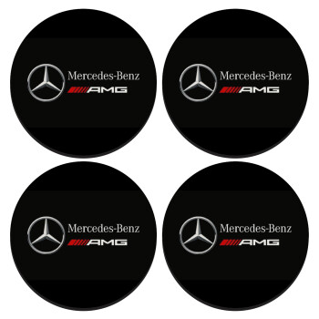 Mercedes AMG, ΣΕΤ 4 Σουβέρ ξύλινα στρογγυλά (9cm)
