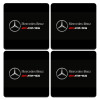 Mercedes AMG, ΣΕΤ 4 Σουβέρ ξύλινα τετράγωνα (9cm)