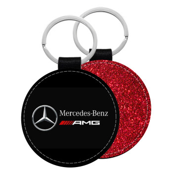 Mercedes AMG, Μπρελόκ Δερματίνη, στρογγυλό ΚΟΚΚΙΝΟ (5cm)