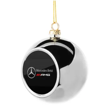 Mercedes AMG, Silver 8cm Christmas tree ball ornament