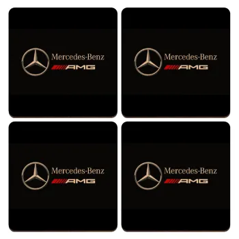 Mercedes AMG, ΣΕΤ x4 Σουβέρ ξύλινα τετράγωνα plywood (9cm)