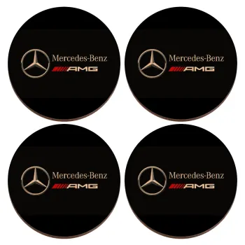 Mercedes AMG, ΣΕΤ x4 Σουβέρ ξύλινα στρογγυλά plywood (9cm)