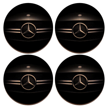 Mercedes car, ΣΕΤ x4 Σουβέρ ξύλινα στρογγυλά plywood (9cm)