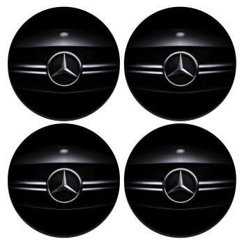 Mercedes car, SET of 4 round wooden coasters (9cm)