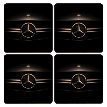 Mercedes car, ΣΕΤ x4 Σουβέρ ξύλινα τετράγωνα plywood (9cm)