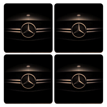 Mercedes car, ΣΕΤ x4 Σουβέρ ξύλινα τετράγωνα plywood (9cm)