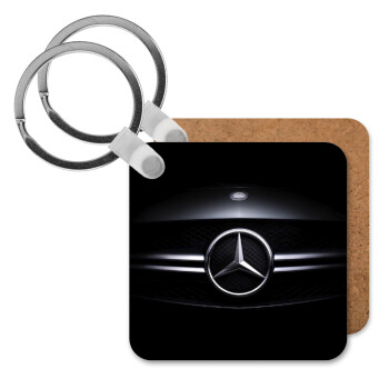 Mercedes car, Μπρελόκ Ξύλινο τετράγωνο MDF 5cm (3mm πάχος)