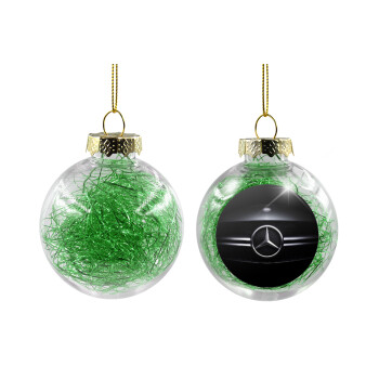 Mercedes car, Χριστουγεννιάτικη μπάλα δένδρου διάφανη με πράσινο γέμισμα 8cm
