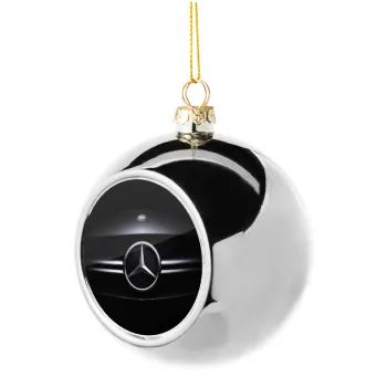 Mercedes car, Silver 8cm Christmas tree ball ornament