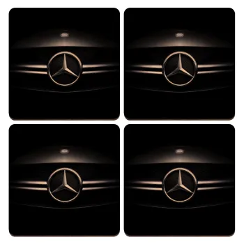 Mercedes car, ΣΕΤ x4 Σουβέρ ξύλινα τετράγωνα plywood (9cm)