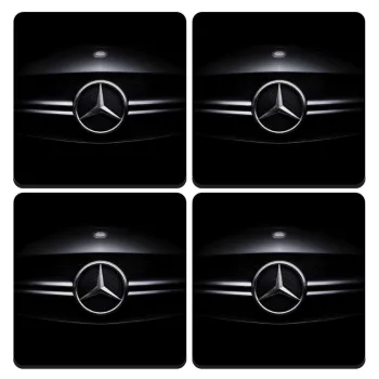 Mercedes car, ΣΕΤ 4 Σουβέρ ξύλινα τετράγωνα (9cm)