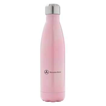 Mercedes small logo, Metal mug thermos Pink Iridiscent (Stainless steel), double wall, 500ml