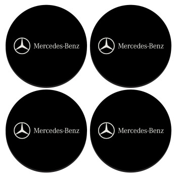 Mercedes small logo, ΣΕΤ 4 Σουβέρ ξύλινα στρογγυλά (9cm)