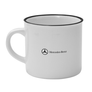 Mercedes small logo, Κούπα κεραμική vintage Λευκή/Μαύρη 230ml