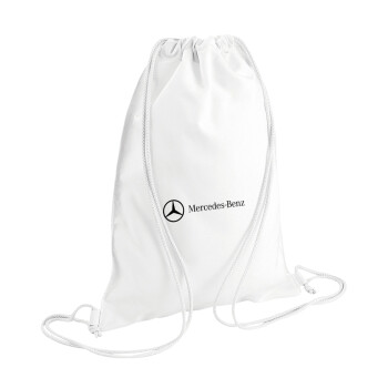 Mercedes small logo, Τσάντα πλάτης πουγκί GYMBAG λευκή (28x40cm)
