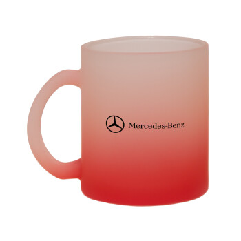 Mercedes small logo, Κούπα γυάλινη δίχρωμη με βάση το κόκκινο ματ, 330ml