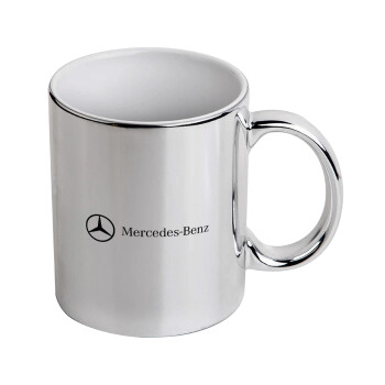 Mercedes small logo, Κούπα κεραμική, ασημένια καθρέπτης, 330ml