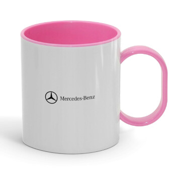 Mercedes small logo, Κούπα (πλαστική) (BPA-FREE) Polymer Ροζ για παιδιά, 330ml