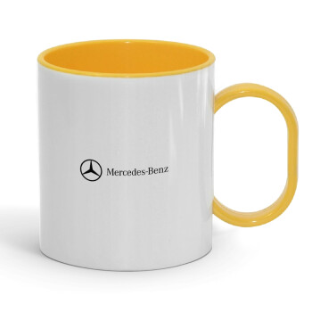 Mercedes small logo, Κούπα (πλαστική) (BPA-FREE) Polymer Κίτρινη για παιδιά, 330ml