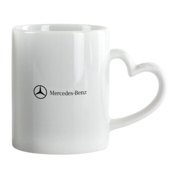 Mercedes small logo, Κούπα καρδιά χερούλι λευκή, κεραμική, 330ml