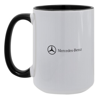 Mercedes small logo, Κούπα Mega 15oz, κεραμική Μαύρη, 450ml
