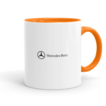 Mercedes small logo, Κούπα χρωματιστή πορτοκαλί, κεραμική, 330ml