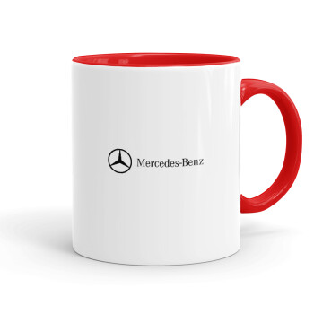 Mercedes small logo, Κούπα χρωματιστή κόκκινη, κεραμική, 330ml
