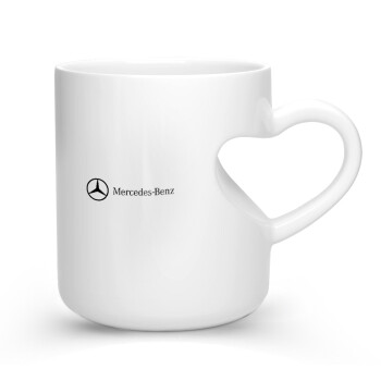 Mercedes small logo, Κούπα καρδιά λευκή, κεραμική, 330ml