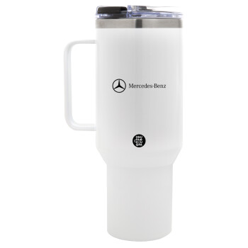 Mercedes small logo, Mega Tumbler με καπάκι, διπλού τοιχώματος (θερμό) 1,2L