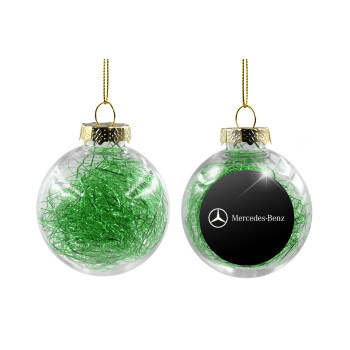 Mercedes small logo, Χριστουγεννιάτικη μπάλα δένδρου διάφανη με πράσινο γέμισμα 8cm