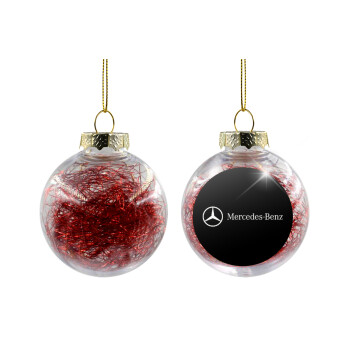 Mercedes small logo, Χριστουγεννιάτικη μπάλα δένδρου διάφανη με κόκκινο γέμισμα 8cm