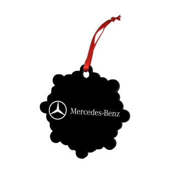 Mercedes small logo, Χριστουγεννιάτικο στολίδι snowflake ξύλινο 7.5cm