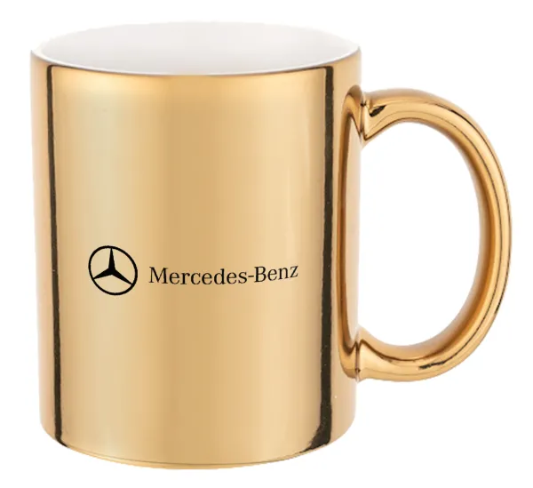 Mercedes small logo — Mug ceramic, gold mirror, 330ml