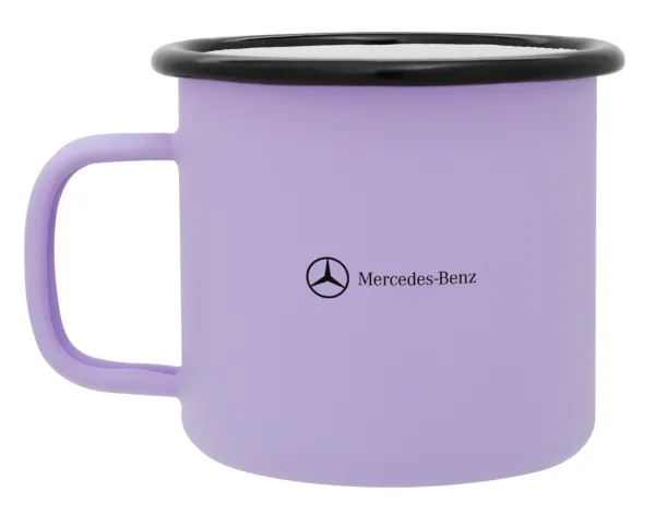 Mercedes small logo — Metal enamel mug, matte light pastel purple, 360ml