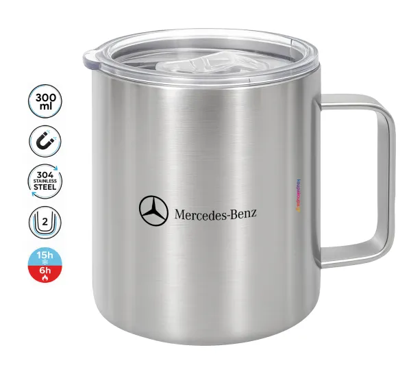Mercedes small logo — Double-walled stainless steel mug 300ml with temperature-retaining lid