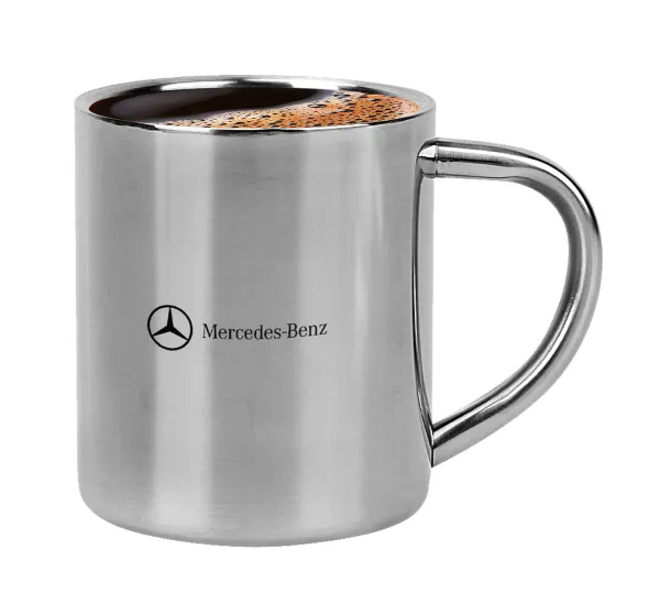 Mercedes small logo — Double-wall metal cup for espresso (220ml)