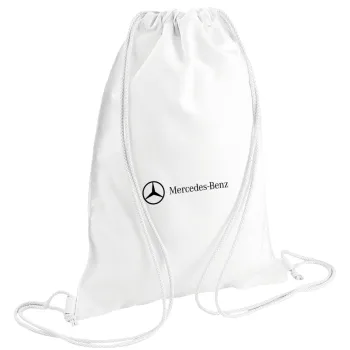 Mercedes small logo, Backpack pouch GYMBAG white (28x40cm)