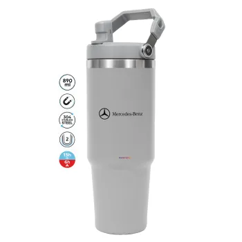 Mercedes small logo, GREY color, 890ml (30oz) stainless Steel Tumbler with Handle