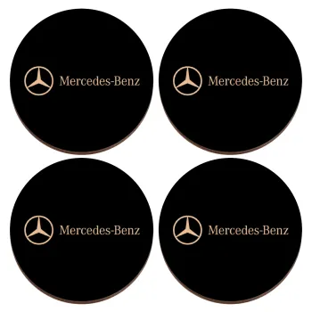 Mercedes small logo, ΣΕΤ x4 Σουβέρ ξύλινα στρογγυλά plywood (9cm)