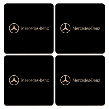 Mercedes small logo, ΣΕΤ x4 Σουβέρ ξύλινα τετράγωνα plywood (9cm)