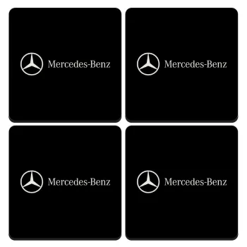 Mercedes small logo, ΣΕΤ 4 Σουβέρ ξύλινα τετράγωνα (9cm)