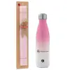 Easter Set, Metallic pink/white (Stainless steel) thermos, double-walled, 500ml & aromatic flat Easter candle (30cm) (PINK)