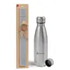 Easter Set, metallic Inox water bottle (750ml) & aromatic flat Easter candle (30cm) (GRAY)
