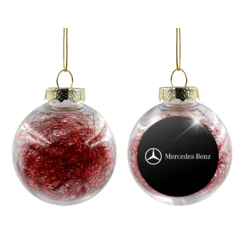 Mercedes small logo, Transparent Christmas tree ball ornament with red filling 8cm