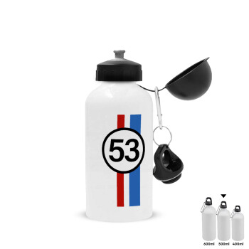 VW Herbie 53, Metal water bottle, White, aluminum 500ml