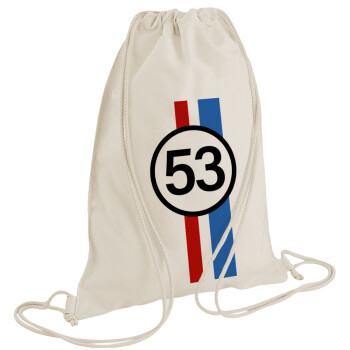 VW Herbie 53, Backpack bag GYMBAG natural (28x40cm)