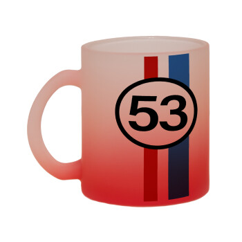 VW Herbie 53, Κούπα γυάλινη δίχρωμη με βάση το κόκκινο ματ, 330ml